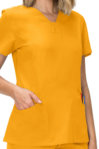 Jessica Simpson Scrubs Premium 4-Pocket V-Neck Top with Zipper Pockets