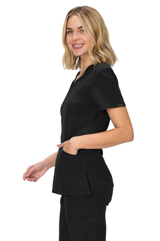 Jessica Simpson Scrubs Premium 4-Pocket V-Neck Top with Zipper Pockets