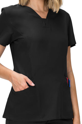 Jessica Simpson Scrubs Premium 4-Pocket V-Neck Top with Zipper Pockets