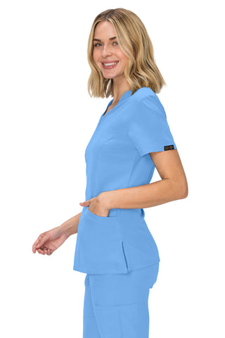 Jessica Simpson Scrubs Premium 4-Pocket V-Neck Top with Zipper Pockets