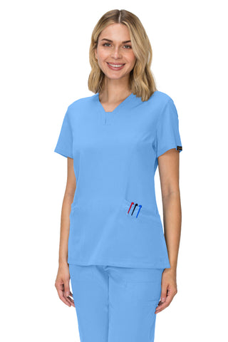 Jessica Simpson Scrubs Premium 4-Pocket V-Neck Top with Zipper Pockets