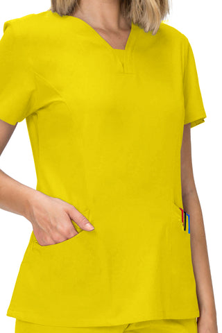 Jessica Simpson Scrubs Premium 4-Pocket V-Neck Top with Zipper Pockets