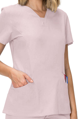 Jessica Simpson Scrubs Premium 4-Pocket V-Neck Top with Zipper Pockets