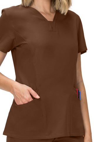 Jessica Simpson Scrubs Premium 4-Pocket V-Neck Top with Zipper Pockets