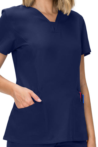 Jessica Simpson Scrubs Premium 4-Pocket V-Neck Top with Zipper Pockets