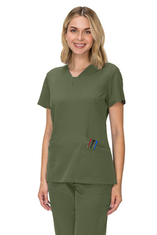 Jessica Simpson Scrubs Premium 4-Pocket V-Neck Top with Zipper Pockets