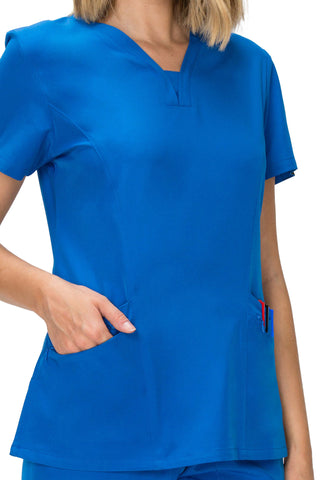 Jessica Simpson Scrubs Premium 4-Pocket V-Neck Top with Zipper Pockets