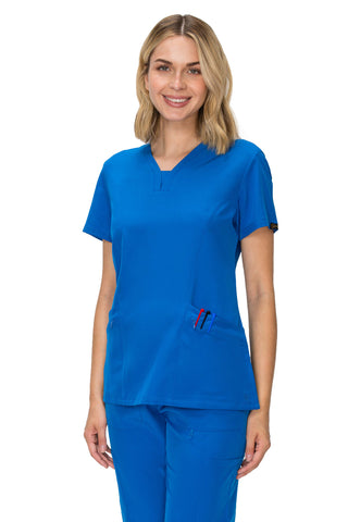 Jessica Simpson Scrubs Premium 4-Pocket V-Neck Top with Zipper Pockets
