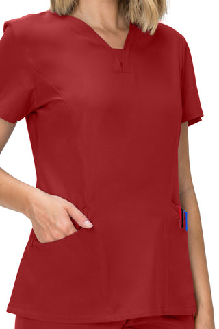 Jessica Simpson Scrubs Premium 4-Pocket V-Neck Top with Zipper Pockets