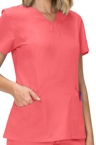Jessica Simpson Scrubs Premium 4-Pocket V-Neck Top with Zipper Pockets