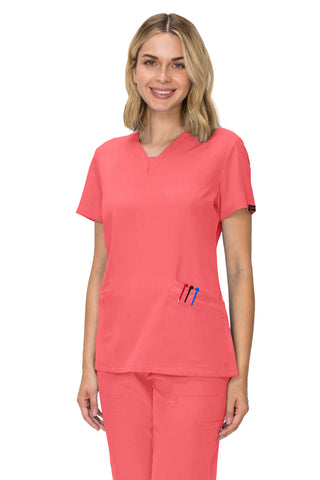 Jessica Simpson Scrubs Premium 4-Pocket V-Neck Top with Zipper Pockets
