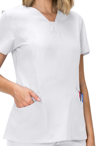 Jessica Simpson Scrubs Premium 4-Pocket V-Neck Top with Zipper Pockets