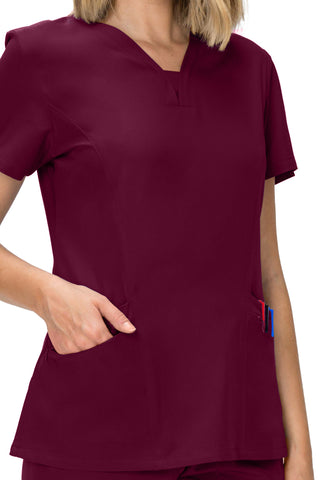 Jessica Simpson Scrubs Premium 4-Pocket V-Neck Top with Zipper Pockets