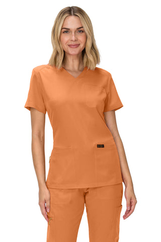 Jessica Simpson Women's Fashion 3-Pocket Scrub Top with Side Zipper Storage