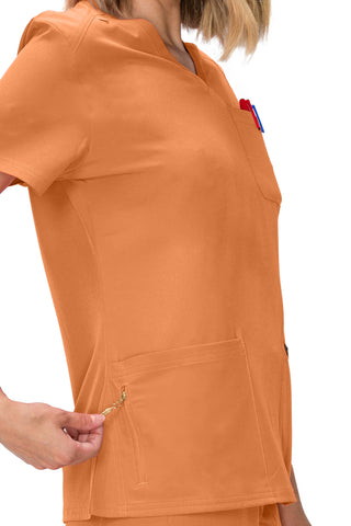 Jessica Simpson Women's Fashion 3-Pocket Scrub Top with Side Zipper Storage