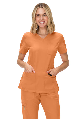 Jessica Simpson Women's Fashion 3-Pocket Scrub Top with Side Zipper Storage