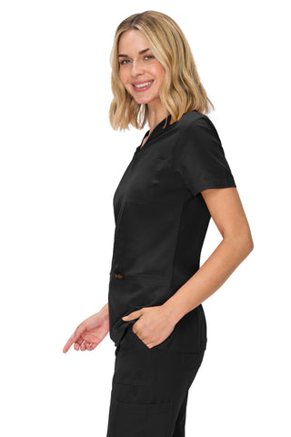 Jessica Simpson Women's Fashion 3-Pocket Scrub Top with Side Zipper Storage