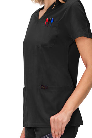 Jessica Simpson Women's Fashion 3-Pocket Scrub Top with Side Zipper Storage