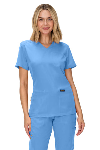 Jessica Simpson Women's Fashion 3-Pocket Scrub Top with Side Zipper Storage