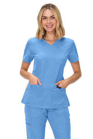 Jessica Simpson Women's Fashion 3-Pocket Scrub Top with Side Zipper Storage