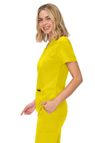 Jessica Simpson Women's Fashion 3-Pocket Scrub Top with Side Zipper Storage