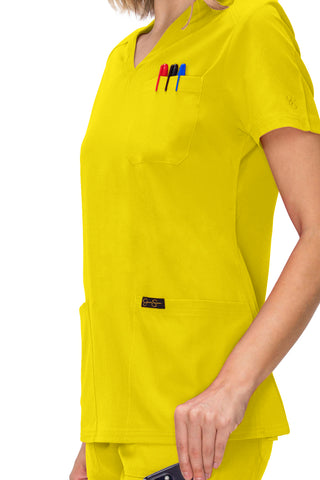 Jessica Simpson Women's Fashion 3-Pocket Scrub Top with Side Zipper Storage