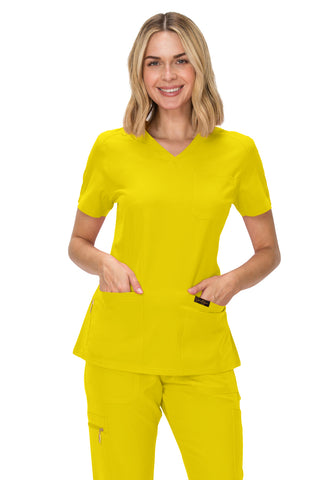 Jessica Simpson Women's Fashion 3-Pocket Scrub Top with Side Zipper Storage
