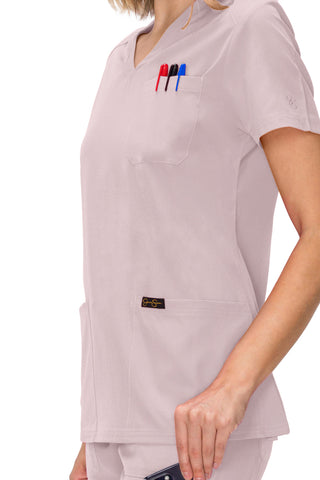 Jessica Simpson Women's Fashion 3-Pocket Scrub Top with Side Zipper Storage