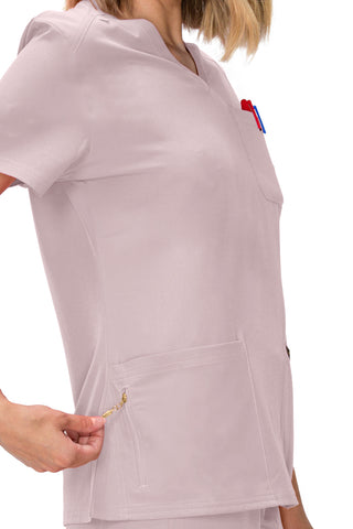 Jessica Simpson Women's Fashion 3-Pocket Scrub Top with Side Zipper Storage