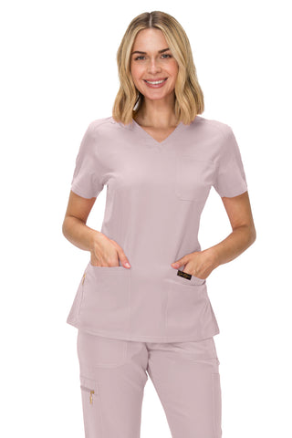 Jessica Simpson Women's Fashion 3-Pocket Scrub Top with Side Zipper Storage