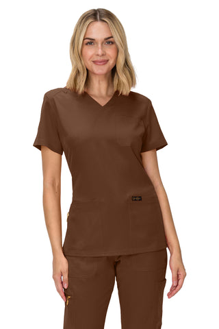 Jessica Simpson Women's Fashion 3-Pocket Scrub Top with Side Zipper Storage