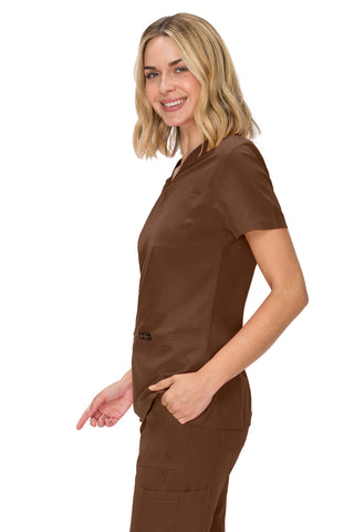 Jessica Simpson Women's Fashion 3-Pocket Scrub Top with Side Zipper Storage