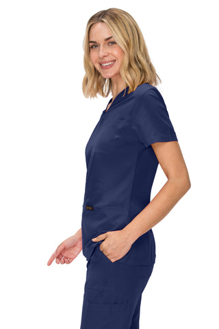 Jessica Simpson Women's Fashion 3-Pocket Scrub Top with Side Zipper Storage