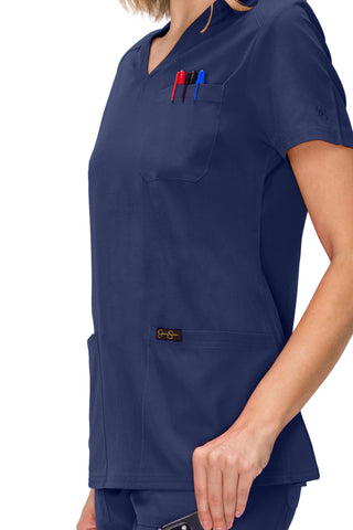Jessica Simpson Women's Fashion 3-Pocket Scrub Top with Side Zipper Storage
