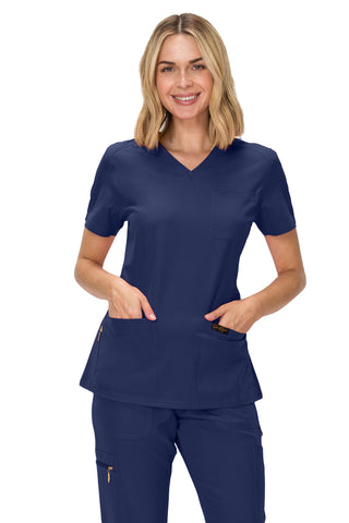 Jessica Simpson Women's Fashion 3-Pocket Scrub Top with Side Zipper Storage