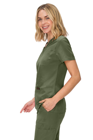Jessica Simpson Women's Fashion 3-Pocket Scrub Top with Side Zipper Storage