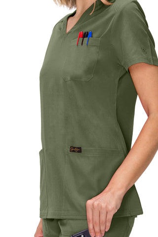 Jessica Simpson Women's Fashion 3-Pocket Scrub Top with Side Zipper Storage