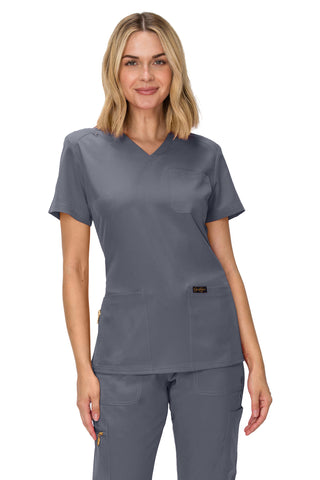 Jessica Simpson Women's Fashion 3-Pocket Scrub Top with Side Zipper Storage