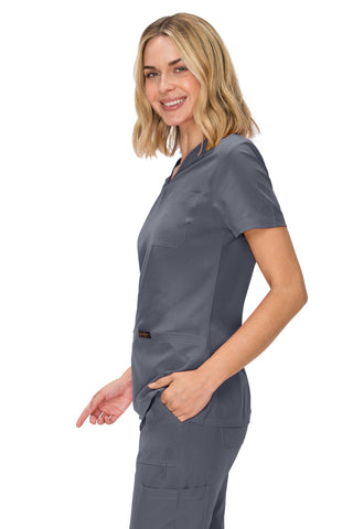 Jessica Simpson Women's Fashion 3-Pocket Scrub Top with Side Zipper Storage