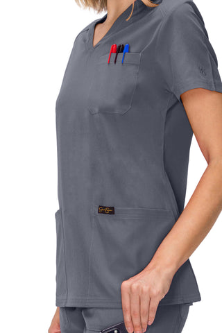 Jessica Simpson Women's Fashion 3-Pocket Scrub Top with Side Zipper Storage