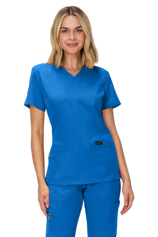 Jessica Simpson Women's Fashion 3-Pocket Scrub Top with Side Zipper Storage