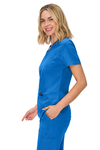 Jessica Simpson Women's Fashion 3-Pocket Scrub Top with Side Zipper Storage