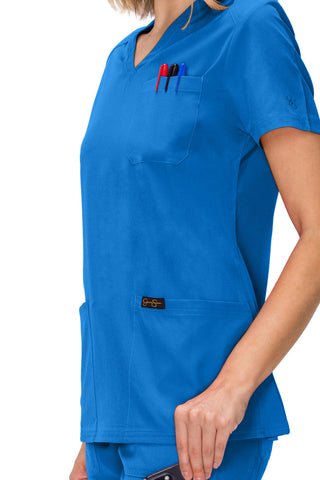 Jessica Simpson Women's Fashion 3-Pocket Scrub Top with Side Zipper Storage