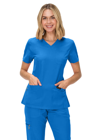 Jessica Simpson Women's Fashion 3-Pocket Scrub Top with Side Zipper Storage