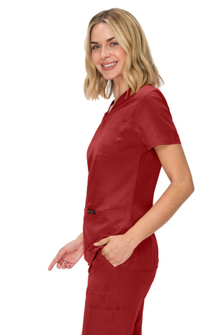 Jessica Simpson Women's Fashion 3-Pocket Scrub Top with Side Zipper Storage