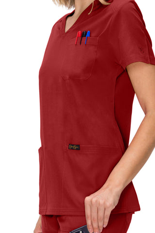 Jessica Simpson Women's Fashion 3-Pocket Scrub Top with Side Zipper Storage