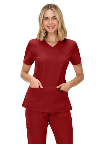 Jessica Simpson Women's Fashion 3-Pocket Scrub Top with Side Zipper Storage