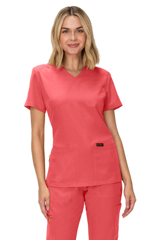 Jessica Simpson Women's Fashion 3-Pocket Scrub Top with Side Zipper Storage