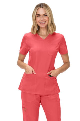 Jessica Simpson Women's Fashion 3-Pocket Scrub Top with Side Zipper Storage