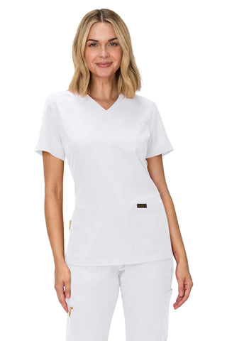 Jessica Simpson Women's Fashion 3-Pocket Scrub Top with Side Zipper Storage